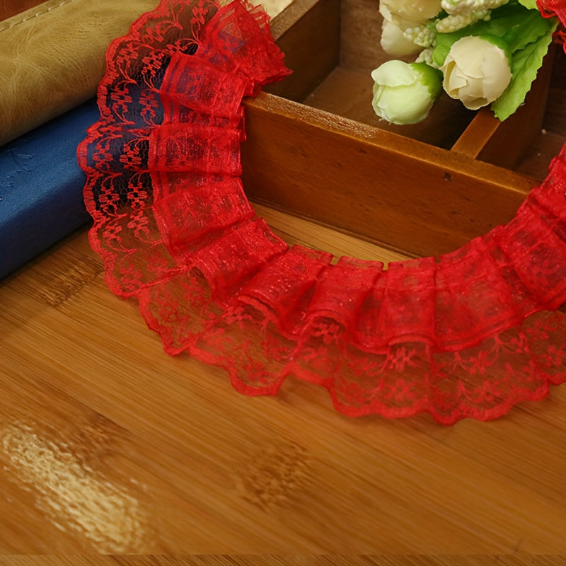 2Yard Coloured Pleated Lace DIY Dress Accessories Pet & Doll Embellishments
