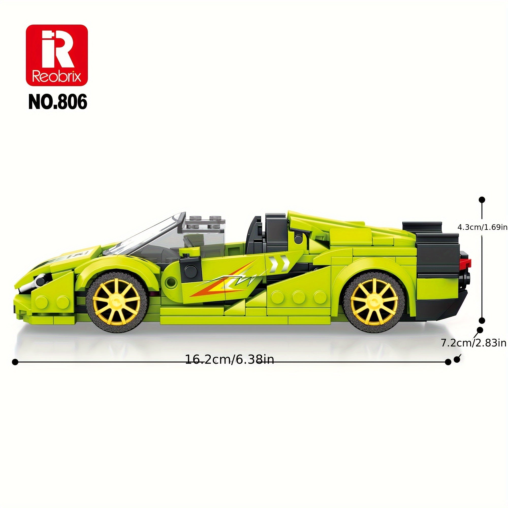 Reobrix NO 806 Green Racing Car Set Building Blocks Toy