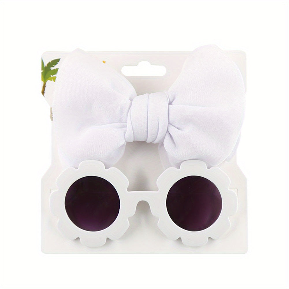 Girls Flower Sunglasses & Headband Set - Kids Gift