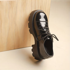 Women's Chunky Heel Oxfords Round Toe Platform Shoes Lace Up Casual