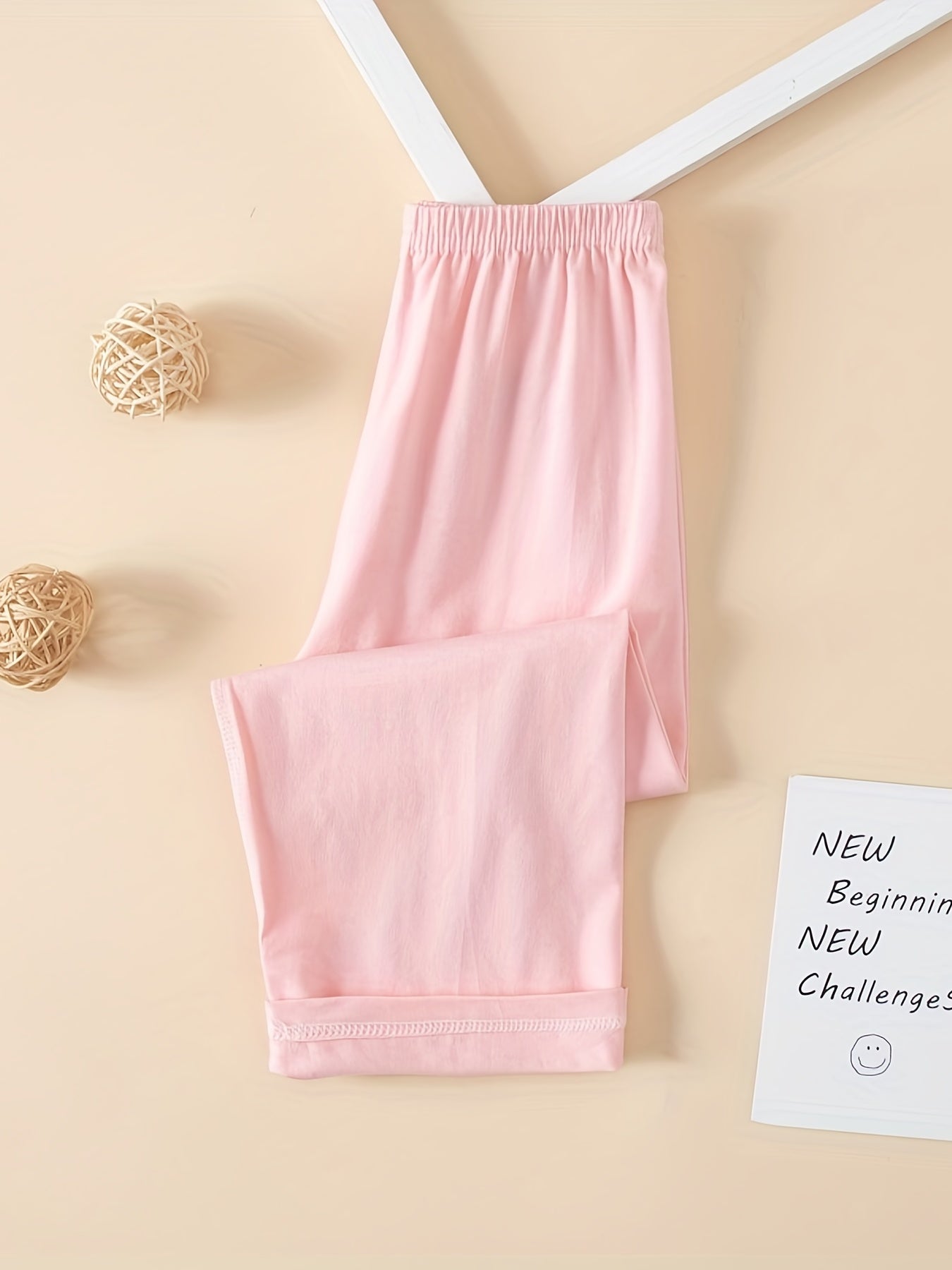 Girls Stripe Print Elastic Waist Trousers Loungewear