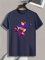Skateboarding Print Men's Graphic T-shirt for Summer