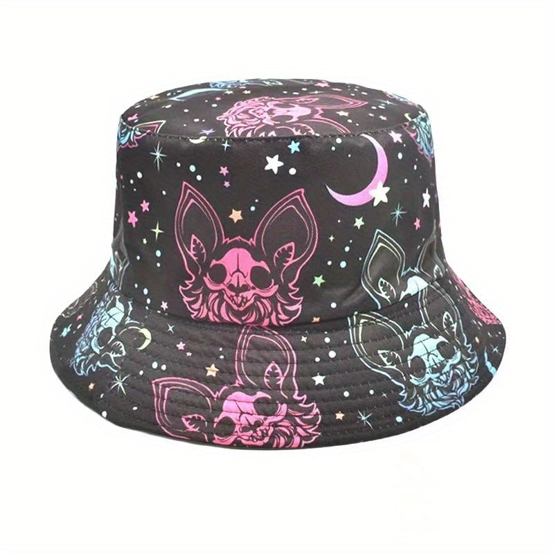 Y2K Anime Print Bucket Hat Halloween Monster Fisherman Cap