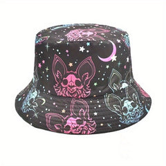Y2K Anime Print Bucket Hat Halloween Monster Fisherman Cap