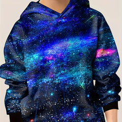 Boys Space Graphic Hoodie 3D Digital Print Long Sleeve Top