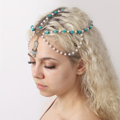 Faux Pearl Beaded Head Chain Vintage Hair Accessories