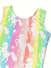 2pcs Unicorn Graphic Gymnastics Suit Hair Ring Set