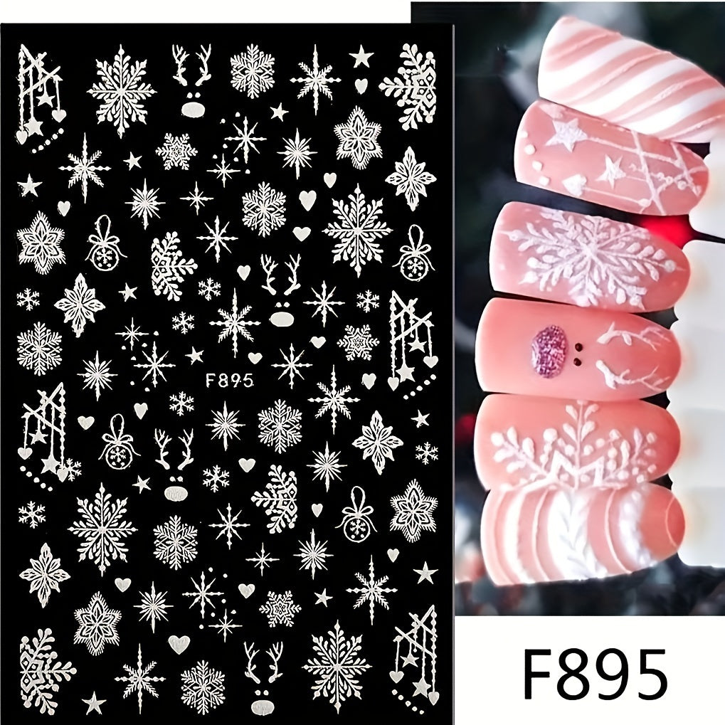 3D Christmas Nail Art Stickers Snowflake Nail Art Decals For DIY Or Nail Salons