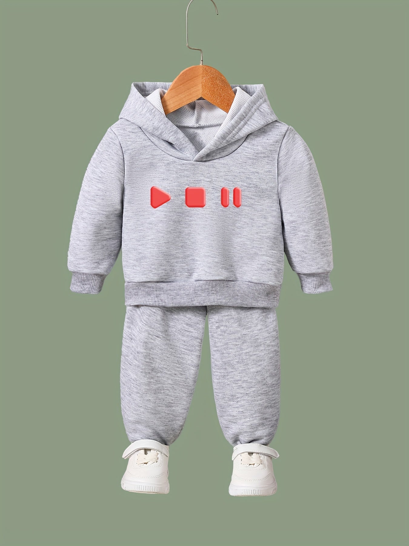 OERYUI Video Button Print Hooded Set for Sports
