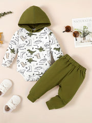 Baby Boy's Dino Hoodie Sweatshirt & Pants Set