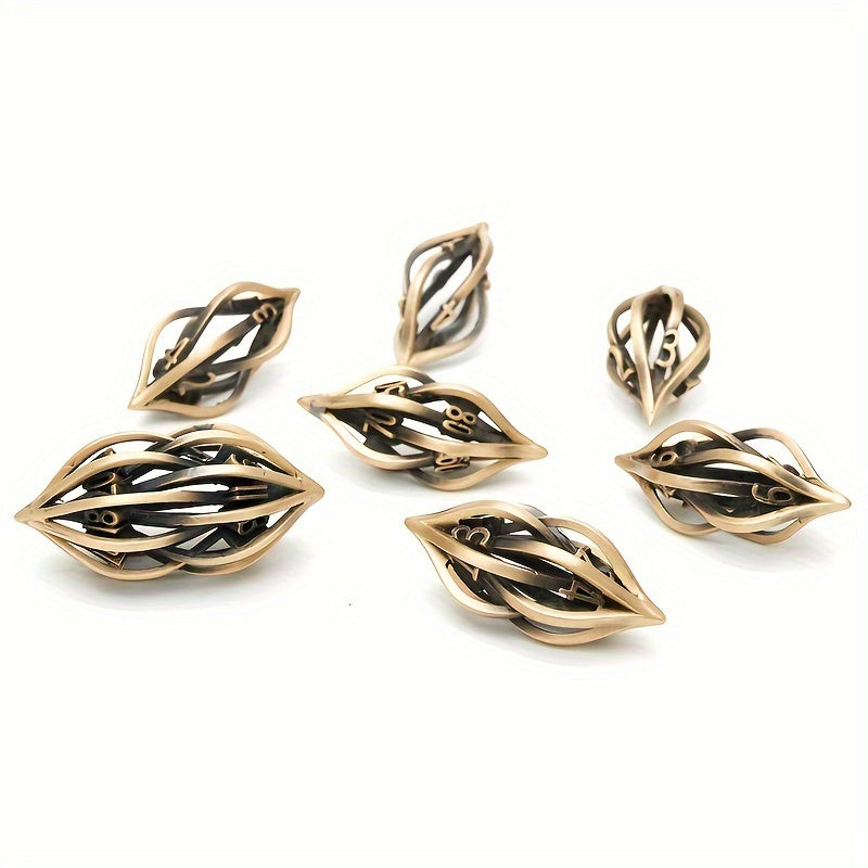 7pcs Hollow Metal Polyhedral Dice Set - Christmas Gift
