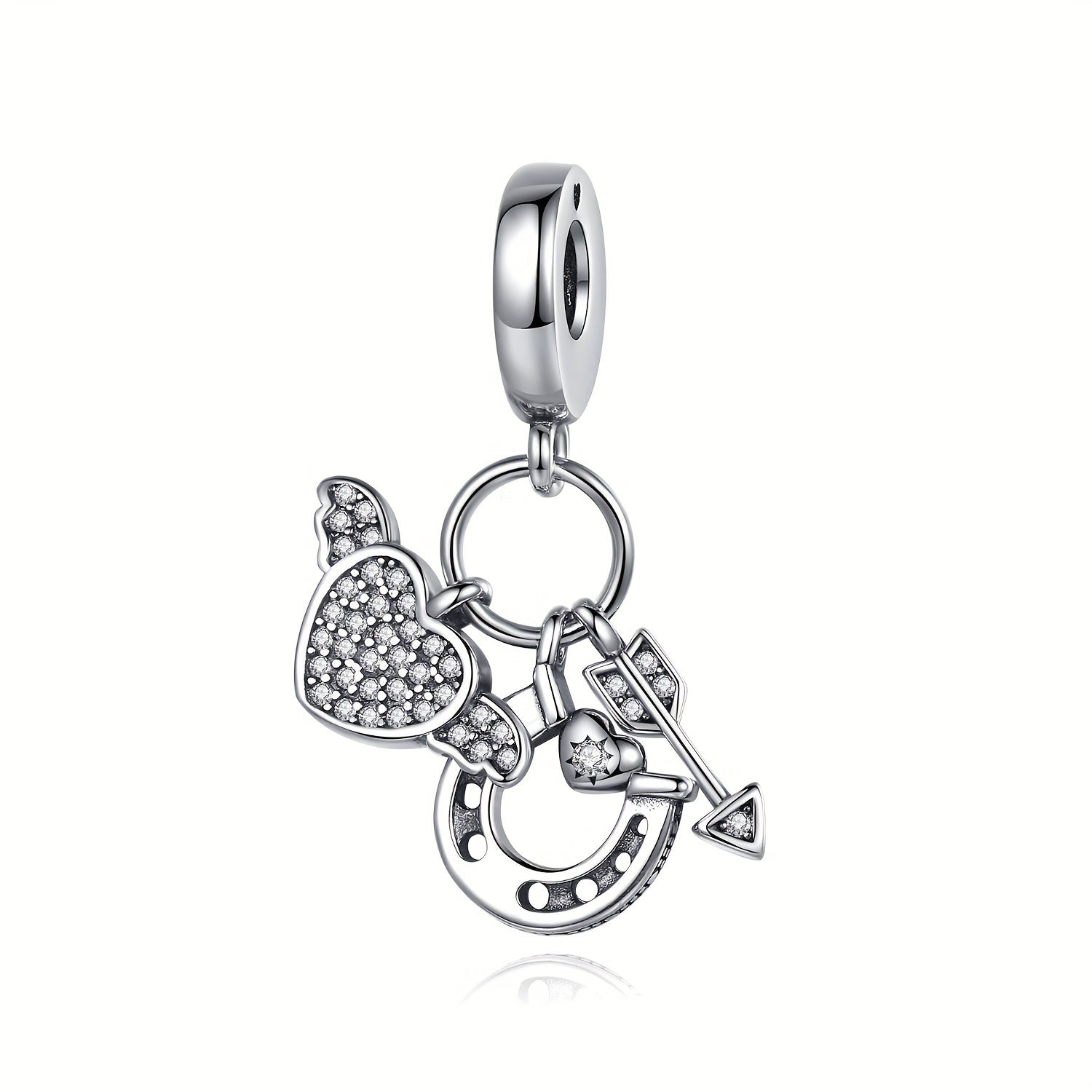 Heart Zircon Pendant Mouse Beads Charm for Necklaces