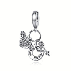 Heart Zircon Pendant Mouse Beads Charm for Necklaces