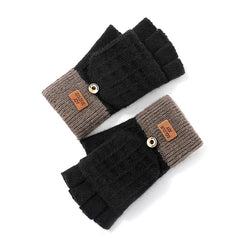 Women's Half Finger Knitted Gloves Winter Touch Screen Cartoon Flip
