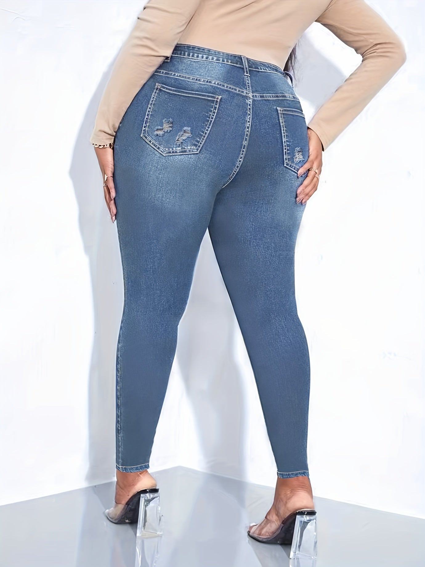 Rainbow Ripped High Rise Skinny Jeans