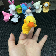10pcs Plush Animal Finger Puppets Set Double Layer Foot Hand Doll Story Helper