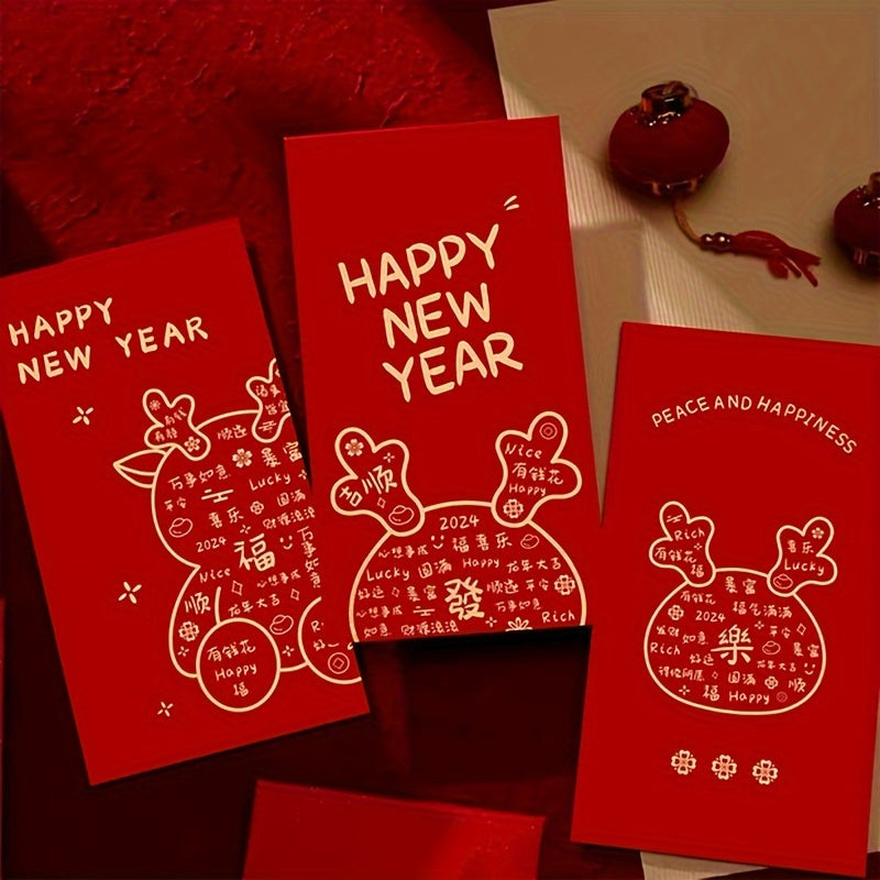 6pcs Cartoon Spring Dragon Year Red Envelope Lucky Money Packet