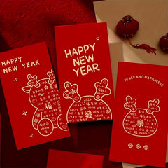 6pcs Cartoon Spring Dragon Year Red Envelope Lucky Money Packet