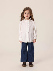 MARC&JANIE Girls Stand Collar Shirt Long Sleeve Kids Blouse