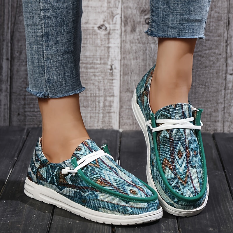 Women's Lace Up Flat Canvas Shoes Lightweight Slip On Loafers