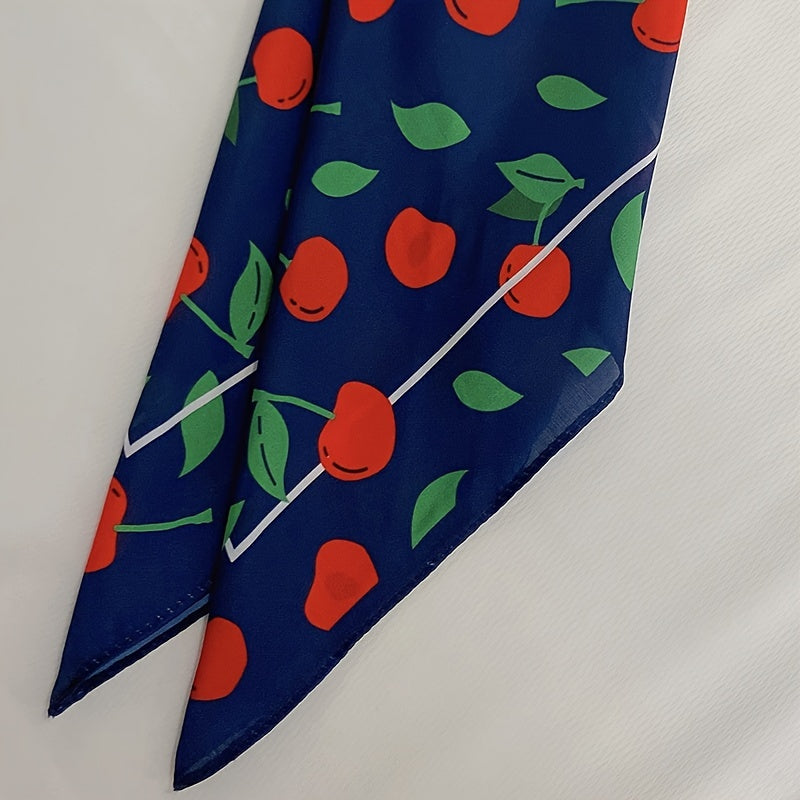 Cherry Print Bandana Handkerchief Scarf Thin Print Scarf Neckerchief