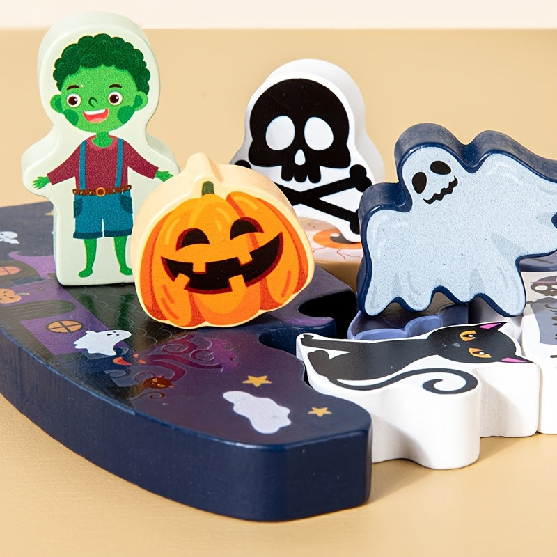 Halloween Wooden Building Blocks Toy for Kids