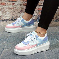 Women's Breathable Platform Sneakers Lace Up Running Shoes