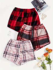 3 Pack Plus Size Plaid Print Flannel Shorts Set