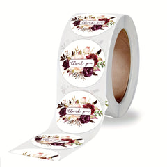 500pcs Round Floral Thank You Stickers for Wedding Favors & Party Card