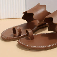 Women's Loop Toe Slide Sandals Lightweight Open Toe Slip On Shoes