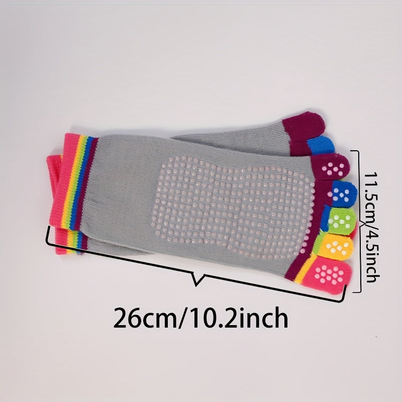 Rainbow Yoga Socks Five Toe Split Non-slip Dance Socks For Pilates Yoga Ballet