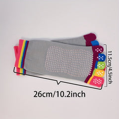 Rainbow Yoga Socks Five Toe Split Non-slip Dance Socks For Pilates Yoga Ballet