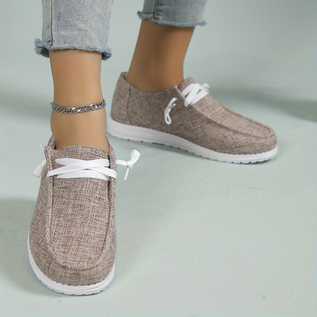 Women's Slip-On Sneakers Lace-Up Flat Canvas Shoes