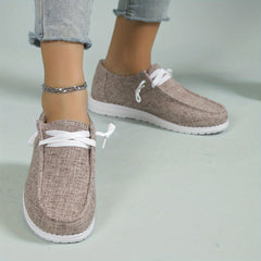 Women's Slip-On Sneakers Lace-Up Flat Canvas Shoes