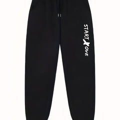 Men's Letter Print Joggers - Casual Stretch Waist Sweatpants