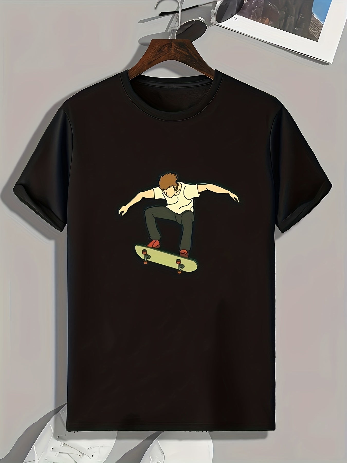 Boy's Skateboarding Print Men's Tee for Summer