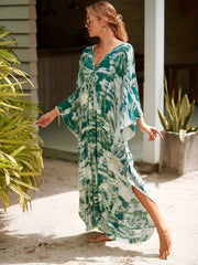 Casual Cover Up Dress Women's Plus Random Print Bat Sleeve