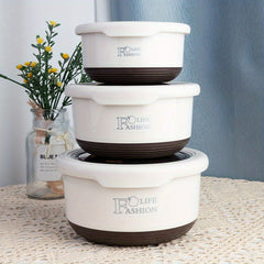 3pcs Stainless Steel Lunch Boxes Portable Sealed Fresh keeping Bowl