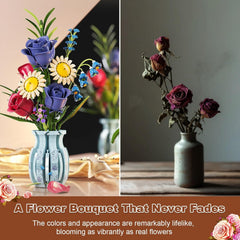 Flowers Bouquet Building Set Artificial Decor for Home Office