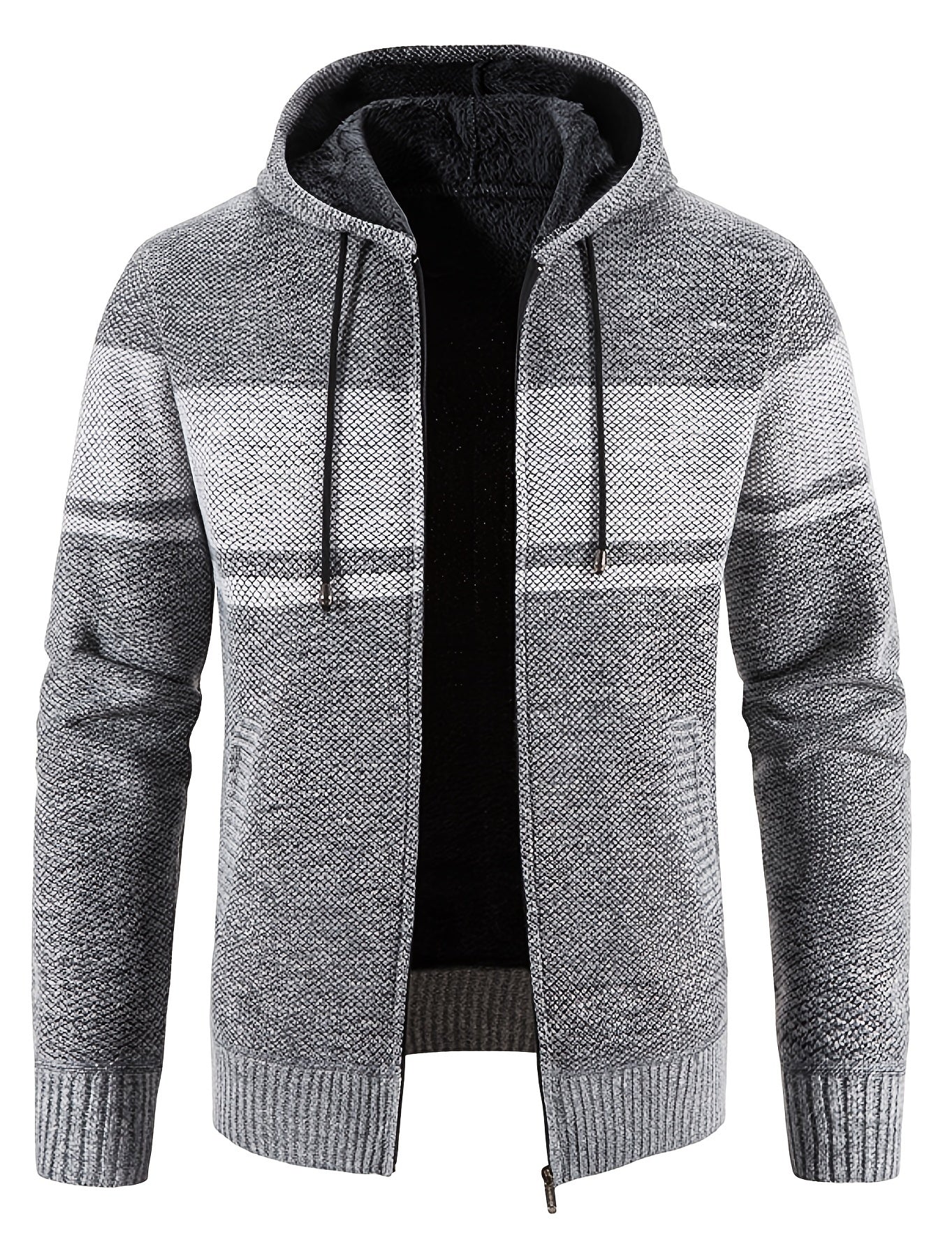 Men's Hooded Plush Sweater with Contrast
