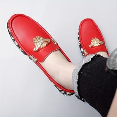 Men's Floral Print Slip On Loafers Smart Casual Dress Up Shoes