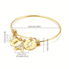 BFF English Letter H N Pendant Bangle Bracelet For Girls