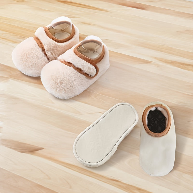 Warm Furry House Shoes For Baby Girls Non-Slip Soft Bottom Shoes