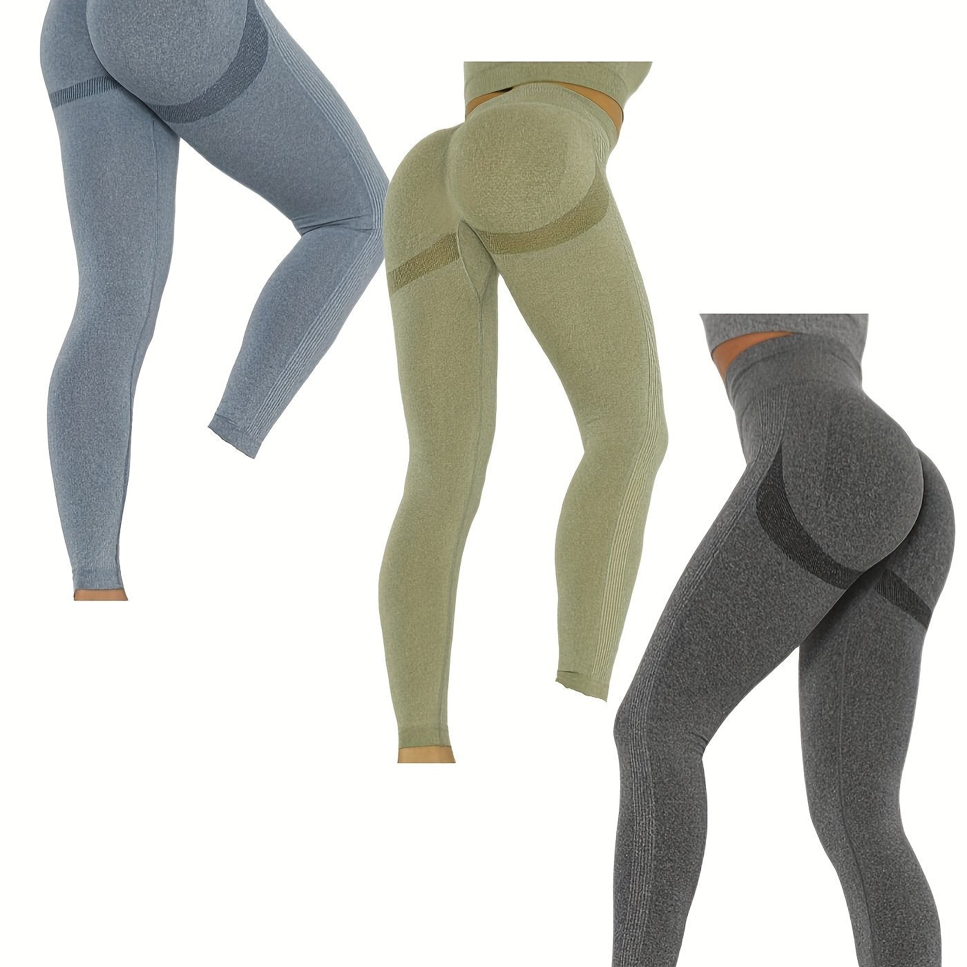 Women's Fitness Stretchy Sport Leggings Solid Tummy Control Tight Pan