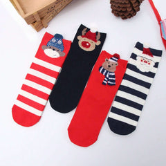 4 Pairs Christmas Pattern Socks Women's Stockings & Hosiery