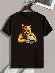 Lion Print Men's Graphic T-shirt for Summer