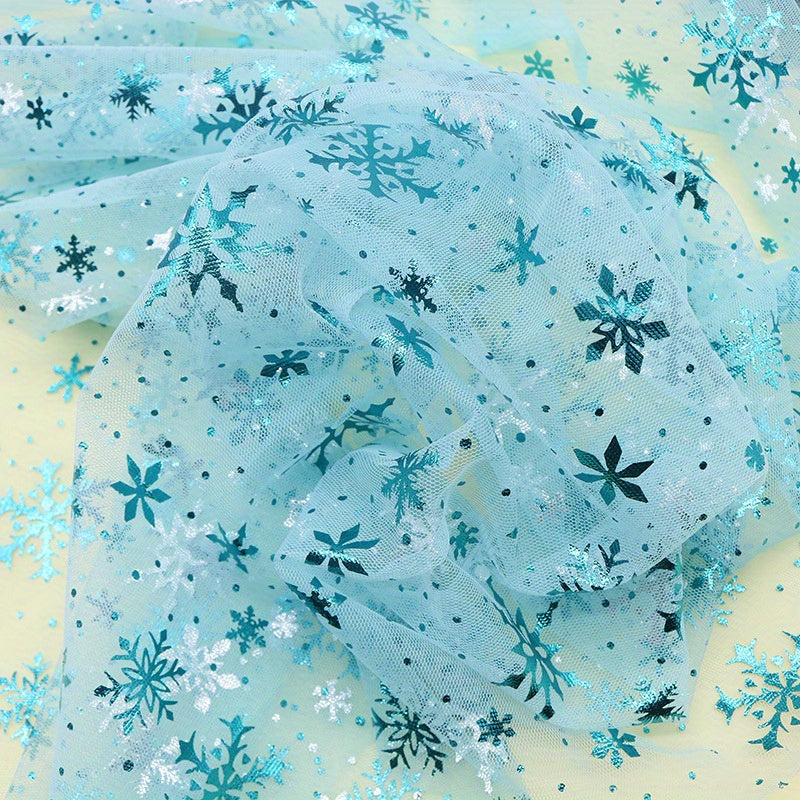 1 Yard Snowflake Tulle Rainbow Silvery Snow Star Fabric