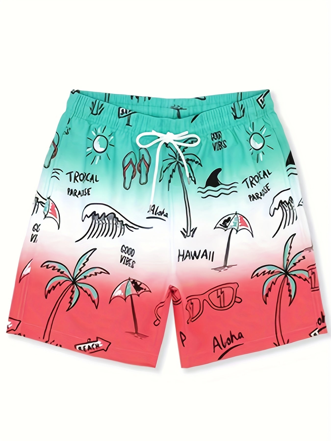 Men's Quick Dry Hawaiian Board Shorts - Casual Swim Trunks