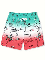 Men's Quick Dry Hawaiian Board Shorts - Casual Swim Trunks