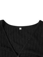 Solid Flounce Sleeve Ribbed Knit Peplum Top